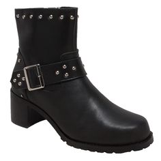 8811M Women's 8 Heeled Buckle Biker Boot Women's Motorcycle Boots Virginia City Motorcycle Company Apparel Womens Biker Boots, Protective Clothing, Motorcycle Women, Block Heel Boots, Biker Boots, Motorcycle Boots, Moto Boots, Black Leather Boots, Womens High Heels