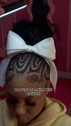 TysHairBoutiqueé💇🏽‍♀️ | Bow trend with fulani braids 😍😍 164 broadway me on hair my boo @bigmara_experience on nails & toes 💕 #hair #nails #toes #salon #shop… | Instagram Braid Hairstyles For Birthday, Bow Trend With Braids, Fulani Braids With Bow, All Up Hairstyles Braids, Bow Style With Braids, Cute Easy Hairstyles Braids, Braid Bow Hairstyle, Hair Styles Braids Black, Cute Hairstyles With Weave