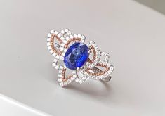 Center Stone : 1 Ct Natural Sapphire ( Traditional Heated) Setting Stone : Natural Diamond  0.35 CT Approx Metal : 18K White & Rose Gold Ring Size : US 5.25 Cornflower Sapphire, Saphir Ring, Ring With Diamond, Bespoke Jewellery, Natural Sapphire, White Rose Gold, White Rose, Gold Rose, Sapphire Ring