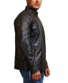 Vintage Skull Black Leather Jacket Add bold flair to your outfit with the AlexGear Skull biker jacket. Featuring a distressed look, this motorcycle jacket exudes edgy elegance and rugged sophistication. Style it with jeans for a casual yet polished look, making it perfect to be worn at clubs, late-night biking adventures, attending concerts, date nights, friends’ hangouts, and much more. Crafted with the utmost attention to detail and featuring exceptional craftsmanship, this jacket is construct Distressed Brown Moto Leather Jacket For Biker Events, Distressed Leather Biker Jacket For Biker Events, Rugged Leather Jacket For Biker Events In Winter, Rugged Leather Jacket For Winter Biker Events, Gothic Biker Jacket For Biker Events In Fall, Moto Biker Jacket In Distressed Brown For Biker Events, Gothic Biker Jacket For Fall Events, Brown Long Sleeve Punk Biker Jacket, Distressed Brown Fitted Moto Biker Jacket