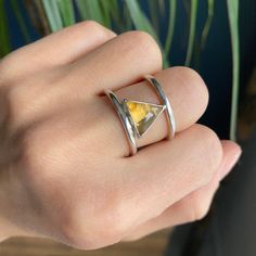 Ready to dispatch in 1-3 days! One of a kind, fully handcrafted using sterling silver. This Citrine double band ring is perfect for the geometric shape lovers. Fits size US - 7.5, UK - O These are one of a kind stones, therefor this ring cannot be replicated exactly the same. However, if you like the design, please get in touch and I can make it for you using a similar stones, if available. Be aware that handmade products may vary one from another, as the entire process is made by hand and not b Double Band Ring, Double Band Rings, Handmade Products, Band Ring, Geometric Shapes, Citrine, Band Rings, Silver Ring, Silver Rings