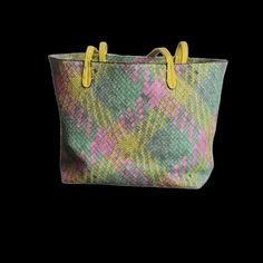 Nwt, Gorgeous Pastel Multi Colored Woven Tote. Big Mommy Tote 17"X12", Teen Bag 12"X9" And Baby Coin Purse 6"X4". Bigger Bags Are Fabric Lined With Side Pockets And Top Zippered Closures. Adjustable Crossbody Strap Is Included And Attaches To The Teen Bag Made Of Coated Faux Leather. Trendy Yellow Satchel For Shopping, Yellow Rectangular Shoulder Bag For Shopping, Casual Yellow Shoulder Bag For Shopping, Yellow Satchel Bag For Shopping, Yellow Double Handle Bag For Spring, Yellow Double Handle Bags For Spring, Yellow Rectangular Shopping Bag, Casual Multicolor Satchel For Errands, Yellow Bags With Large Capacity For Shopping