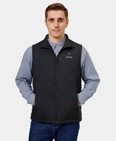 The lightest heated vest on the market. Diamond-Quilted Construction. Water-Resistant Shell with Sustainable insulation. Four durable carbon fiber heating elements placed on the collar, left & right hand pockets, and upper back. Up to 10 Hours of Adjustable Heat. Machine Washable. Heated Vest, Watching Football, Commute To Work, Quilted Vest, Heating Element, Football Games, Cold Day, Right Hand, Hand Warmers