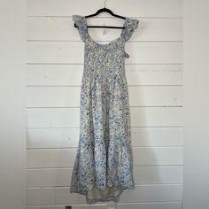 Brand New Never Worn Just Got To Big Of A Size Light Blue Casual Midi Dress With Smocked Back, Light Blue Casual Midi Dress For Garden Party, Dresses Floral, Floral Maxi, Floral Maxi Dress, American Eagle Outfitters, American Eagle, Colorful Dresses, Blue White