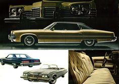 an advertisement for the lincoln motor company featuring cars in different colors and styles, including gold