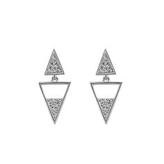 Pave Triangle Earrings with Cubic Zirconia in Sterling Silver. Finely crafted in sterling silver, these geometric-inspired earrings adorned… Liquid Silver, Geometric Inspiration, Tarnish Remover, Silver Polish, Cubic Zirconia Jewelry, Triangle Earrings, Cleaning Cloth, Types Of Metal, Metallic Silver