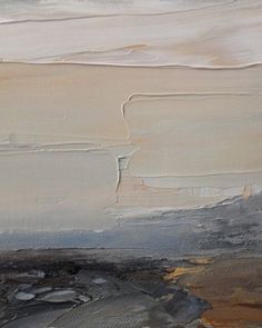 an abstract painting with white and brown colors