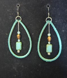 Turquoise Suede Teardrop Earrings Adjustable Turquoise Teardrop Earrings, Green Teardrop Hoop Earrings, Adjustable Teardrop Turquoise Earrings, Teardrop Earrings, Vintage Earrings, Earrings Handmade, Jewelry Earrings Dangle, Etsy Earrings, Dangle Drop Earrings