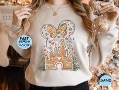 Disney Gingerbread, Xmas Watercolor, Disney Christmas Outfits, Gingerbread Castle, Disney Watercolor, Disney Trip Outfits, Disney Christmas Shirts, Disney World Christmas, Disney Vacation Shirts