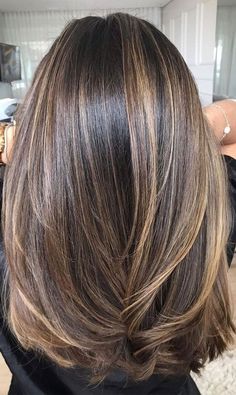 Straight Brown Medium Length Hair, Medium Length Haircut With Layers Blonde Highlights, Shoulder Length Highlighted Hair, Brown Glaze Hair, Hair Cuts Medium, Hair Spring, Rambut Brunette, Hairstyle Color, Inspo Hair