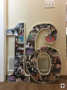 the number six is made up of photos and letters that spell out,'66