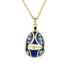 "Royal Blue Locket Necklace / Vintage Style Necklace with Diamond and 18K Gold / Guilloche Enamel Easter Egg Pendant/ Fine Jewelry By Chelebi Royal Blue Locket Egg Necklace is set with natural diamonds and enameling with glass enamel. It is 18K solid yellow gold also Enamel and diamonds are used in the chain of the necklace. The Guilloche patterns on the bottom of the transparent enamel are completely hand-engraving. This Enamel Egg Locket will be a great choice for daily use or gifting. DETAILS Gold Enamel Necklaces With Detachable Pendant, Gold Enamel Necklace With Detachable Pendant, Luxury Blue Locket Necklace, Luxury Gold Enamel Necklace, Anniversary Yellow Gold Enamel Necklace, Formal Fine Jewelry Enamel Necklace, Blue Engraved Necklace For Keepsake, Formal Blue Necklace With Detachable Pendant, Blue Gold-plated Necklace For Formal Occasions