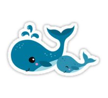 two blue whale stickers sitting next to each other