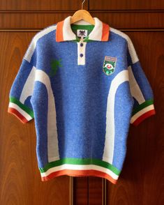 House Of Errors, Aesthetic Lovers, Football Top, 2024 Aesthetic, Football Tops, Knitted Polo, Soccer Kits, Polo Top, Heavy Knit