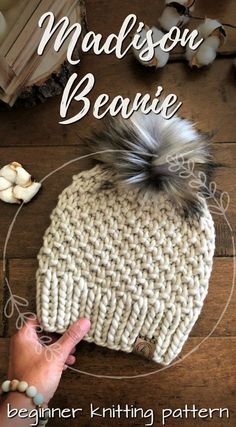 Chunky Knit Hats - Craft Evangelist Chunky Beanie Pattern, Knit Beanie Pattern, Beanie Knitting, Knitting Terms, Beginner Knitting, Chunky Beanie