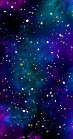 an image of stars in the sky with purple and blue colors on it's surface