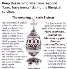 an easter egg with the words, keep this in mind when you respond lord, have mercy during the liturgical services