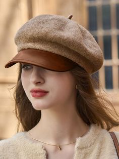 Buy Inexpensive Hats at Stylewe online store, SPU: 11HHAAO9180, Color: Khaki Beige Gray, Material:PU, Theme:All Season. Beret Hats, Hat Patterns To Sew, Fall Hats, Elegant Color, Winter Hats For Women, Beret Hat, Color Khaki, Hat Pattern, Woman Colour