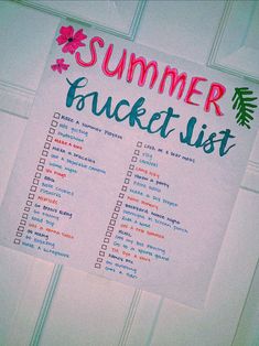 a summer bucket list hanging on the wall