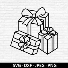 two presents with bows and ribbons svg dxf file