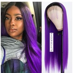 Heat Resistant Fiber Hair Long Straight Synthetic Hair Wigs Cap Size: Average Size, 21-23.5 Inch. You Can Adjust It By Adjustable Strap At Back. Hair Density: 180 Density Hair Weight: 250-350g 10%Human Hair + 90%Heat Resistant Fibre Wigs Soft&Smooth Heat Resistant Synthetic Fiber Hair Up To 320 Lace Front Wigs 180% Density Half Hand Tied Sheer Beaut & Jewelry Color Lace Front Wigs, Ombre Purple, Glueless Wigs, Ponytail Hair Extensions, Beautiful Wigs, Curly Lace Front Wigs, Colored Wigs, Straight Lace Front Wigs, Headband Wigs