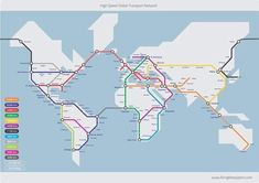 the world's subway map is shown in blue and white, with different colors