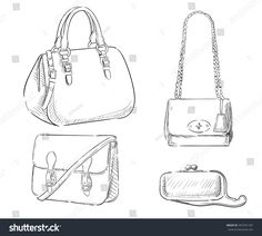 Sketches of bags. Vector fashion illustration. Women's Bags Hand Drawn Purses set of women's fashion accessories. vector illustration handbags #Ad , #Sponsored, #illustration#Women#Bags#fashion Small Hand Bags, Hand Bags For Women, Womens Fashion Casual Outfits, Fashion Shoes Heels, Winter Fashion Boots, Womens Fashion Casual Spring