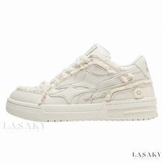 Lasaky - Couples Round-toe Flat Sneakers: Casual White Sports Shoes for Leisure Platform Sneakers With Vulcanized Sole For Light Sports, Breathable Skate Shoes With Round Toe And White Sole, White Canvas Shoes For Light Sports With Round Toe, Light Sports Sneakers With Round Toe And Laces, Round Toe Sneakers For Light Sports, Sneakers For Light Sports With Round Toe, Sports Canvas Shoes With Laces And Round Toe, Round Toe Platform Sneakers For Light Sports, Streetwear Running Shoes With White Sole And Laces