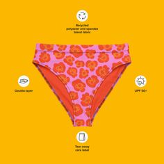 Get ready to make a statement with the Spotted Jaguar Recycled High-Waisted Bikini Bottoms, designed to perfectly complement the matching Spotted Jaguar bikini top. Featuring a bold jaguar-inspired print in vibrant shades of orange and pink, these high-waisted bikini bottoms are as fierce as they are sustainable.Pair them with the matching Spotted Jaguar bikini top or mix and match with other pieces from the Tropical Escape collection for a look that’s uniquely yours. These bottoms are designed Bold High Waist Swimwear For Beach, Bold High Waist Swimwear For The Beach, Bold High-waist Swimwear For Beach, Bold Fitted Beach Bottoms, Tropical Escape, Orange And Pink, Shades Of Orange, Printed Tees, Jaguar