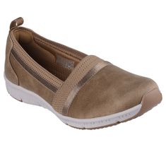 Show you care while staying comfortable and stylish wearing Skechers Be-Cool - Classy Step. Designed with recycled materials, this low-profile design features a micro leather and knit upper with sheen trim and a cushioned Skechers Air-Cooled Memory Foam comfort insole. Our Planet Matters Good for your feet. Good for the world. | Skechers Women's Be-Cool - Classy Step Slip-On Shoes | Medium Width | Made with at least 20% recycled content by weight, which helps to reduce waste | Skechers Air-Cooled Memory Foam comfort insole | Crafted with 100% vegan materials | Recycled micro leather and knit A-line upper | Flexible traction outsole | 1-inch heel height | Skechers Summer Clearance Sale, Summer Clearance, Wide Shoes, Skechers Women, Reduce Waste, Profile Design, Shopping Hacks, Slip On Shoes, Low Profile