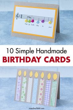 birthday cards with the words, 10 simple handmade birthday cards