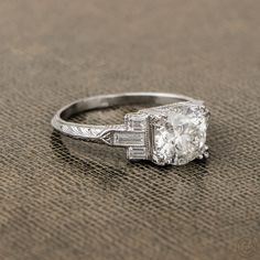 1.62 Carat Art Deco Style Engagement Ring With Old Mine Cut | Etsy Gia Certified Art Deco Platinum Jewelry, Gia Certified 14k White Gold Art Deco Ring, Gia Certified Art Deco Platinum Rings, Gia Certified Platinum Art Deco Ring, Gia Certified Art Deco Diamond Ring Round Cut, Gia Certified Art Deco Diamond Ring With Round Cut, Gia Certified Art Deco Round Cut Diamond Ring, Art Deco Diamond Cushion Cut Ring, Art Deco Gia Certified White Gold Wedding Ring