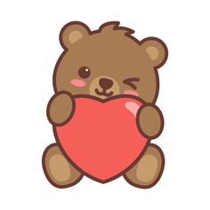 a brown teddy bear holding a red heart