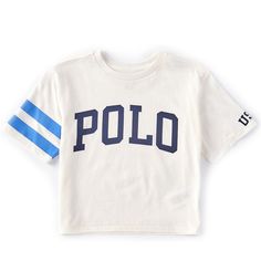 Polo Ralph Lauren Big Girls Short Sleeve Polo Usa Jersey Tee * Crewneck * Short Sleeves * "Usa" Printed At The Left Sleeve * "Polo" Printed At The Center Front * Finished With Sporty Signature Graphics * Boxy Silhouette * Cotton * Machine Wash/ Tumble Dry Preppy Cotton T-shirt With Letter Print, Preppy Cotton Tops With Letter Print, School Cotton Tops With Logo Print, Preppy Graphic Print Crew Neck Top, Preppy Crew Neck Top With Graphic Print, Graphic Tee With Logo Print For School, Preppy Cotton Tops With Graphic Print, Preppy Cotton Top With Graphic Print, Cute White Tops With Logo Print