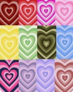 many hearts are arranged in different colors