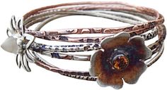 Flower Bangles Flower Bangles, Wave Ring Silver, Rings Flower, Cast Rings, Pebble Ring, Rock Jewelry, Copper Cuff, Stacked Bangles