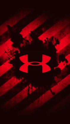 the under armour logo is painted on a red and black background with an american flag