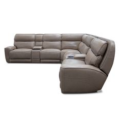 a large sectional sofa with recliners on the bottom and one end facing each other