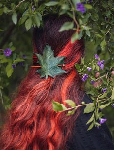 A hair barrette created from high quality leather, this original design is hand cut, carved. This classic barrette comes with a wood stick. Aesthetics Moodboard, Hair Doos, Celtic Hair, Special Occasion Hair, Natural Red Hair, Red Curly Hair, Occasion Hair, Whimsical Accessories, Ren Fest