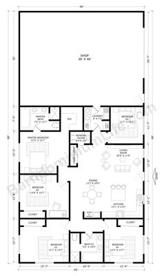 the floor plan for an office building with two separate rooms and one living area,