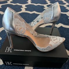 Inc Women's Kenjay Vinyl Glitter Pointed Toe D'orsay Heels - Brand New Condition. Fabulously Beautiful From The Heel To The Jeweled Toe. 4” Height. Holiday Wedding Heels With Glitter Accents, Metallic Heels For Formal Party Season, Metallic Heels For Formal Events And Party Season, Metallic Heels With Glitter Accents For Formal Occasions, Shimmer Heels For Formal Parties, Elegant Fitted Shimmer Heels, Shimmer Pointed Toe Heels For Party Season, Chic Shimmer Heels With Pointed Toe For Party Season, Evening Metallic Heels With Glitter Accents