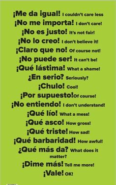 a green poster with the words in spanish and english, which are written on it