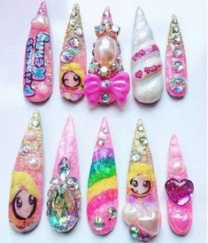 Princess Kenny South Park, South Park Nails, Princess Kenny, Kenny South Park, Long Stiletto, South Park Funny, Kawaii Nails, Unicorn Horn, Sparkly Nails