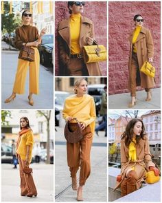 Yellow Autumn Outfit, Fall Yellow Outfit, Mustard Pants Outfit Fall, Yellow Skirt Outfit Fall, Mustard Yellow Outfit Combination, Gray And Yellow Outfit, Mustard Blouse Outfit, Colourful Work Outfit, Yellow And Brown Outfits