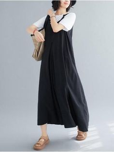 Loose Simple Solid Wide Leg Jumpsuits - rrdeye Black Cotton Jumpsuit For Summer, Black Baggy Jumpsuits And Rompers For Summer, Baggy Black Jumpsuits And Rompers For Summer, Black Non-stretch Jumpsuits And Rompers With Pockets, Casual Black Jumpsuits And Rompers For Spring, Black Relaxed Fit Jumpsuits And Rompers For Spring, Black Spring Overalls Jumpsuits And Rompers, Black Overall Jumpsuit For Spring, Wide Leg Jumpsuits