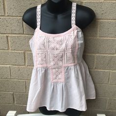 Brand New Blouse Adorable Style Fit Summer Time , Fabric Is 100% Cotton Feminine Cotton Tank Top For Vacation, Feminine Cotton Tops For The Beach, Casual Spring Cami Blouse, Casual Cotton Cami Blouse, Casual Cami Blouse For Daywear, Pink Cotton Tank Top For Daywear, Pink Cami Top For Daywear, Casual Tank Top For Spring Daywear, Pink Summer Tops For Daywear