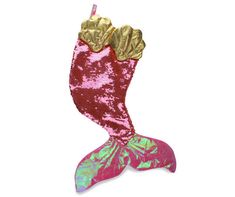 a mermaid tail with pink and green sequins