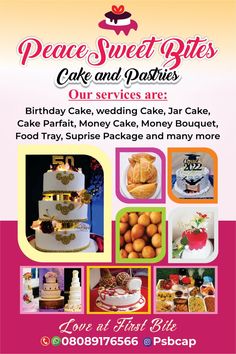 a flyer for a cake and pastry shop