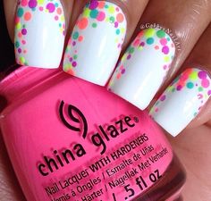 China Nails, Polka Dot Nails, Single Photo, Summer Nails Colors, Beautiful Nail Designs, Nail Polish Designs, Nail Varnish, Nail Art Summer