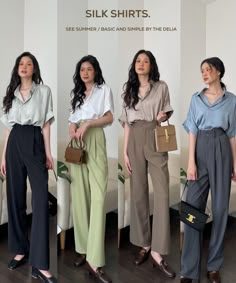 Women Office Outfits, Smart Casual Women Outfits, Casual Women Outfits, Neat Casual Outfits, Smart Casual Women, Smart Casual Work Outfit, Smart Casual Work, Casual Work Outfits Women, Silk Shirts